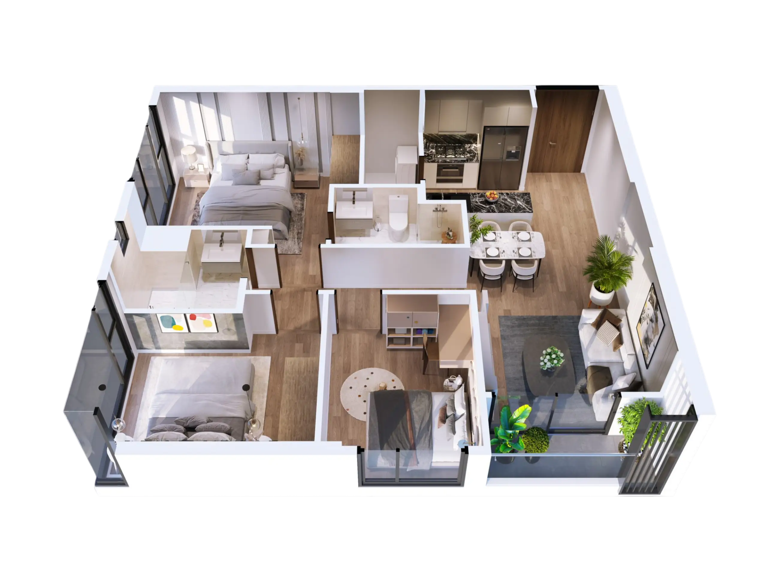 Thiết kế căn hộ 3PN masteri Waterfront