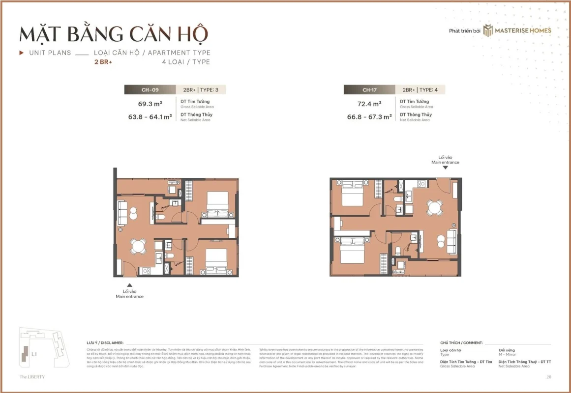 Mat bang can ho 2PN 66m2 Masteri Lakeside