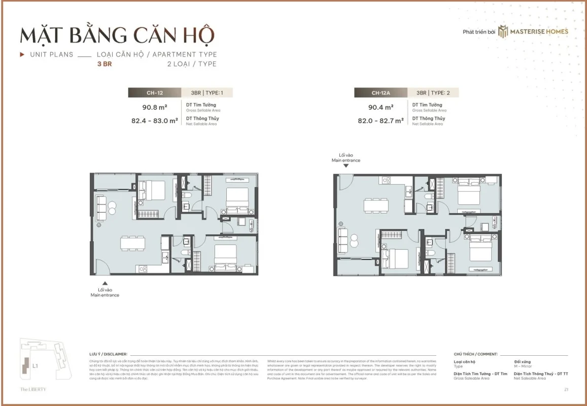 Mat bang can ho 3PN 83m2 Masteri Lakeside