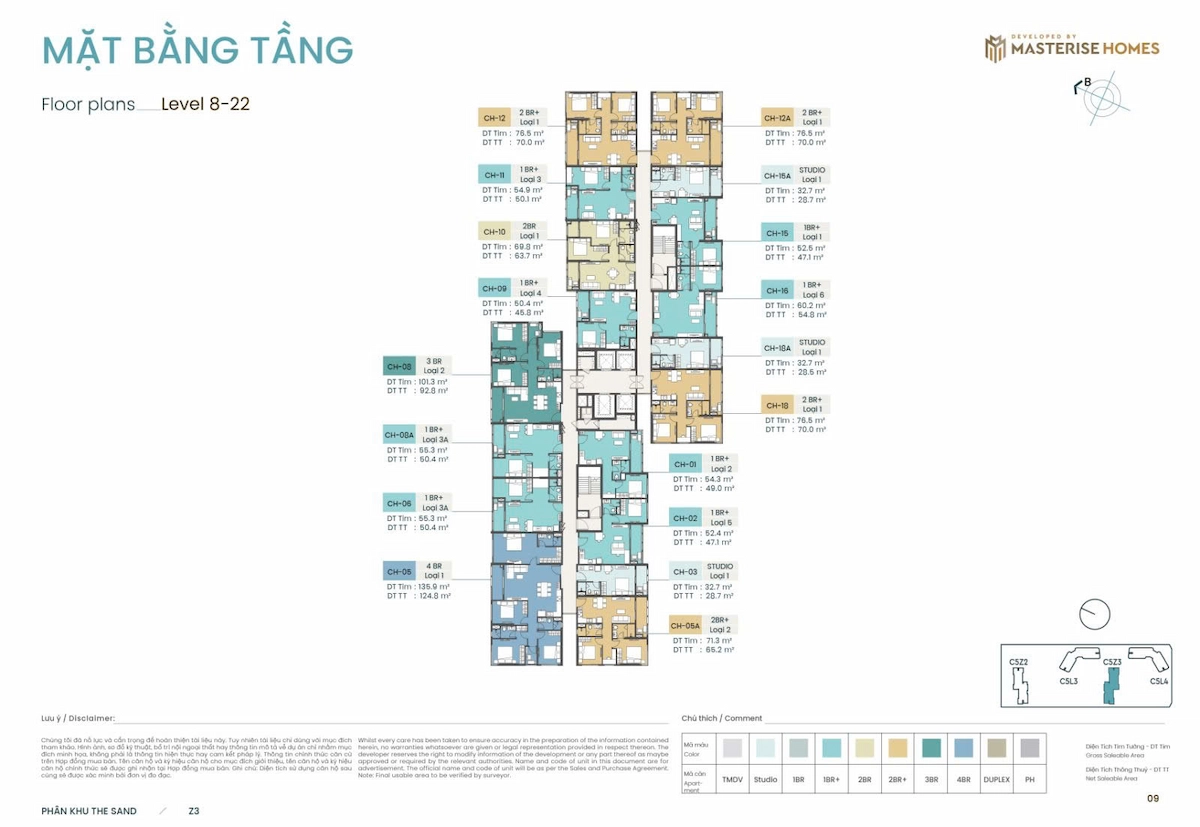 Mặt bằng tầng tòa Z3 - Masteri Grand Coast