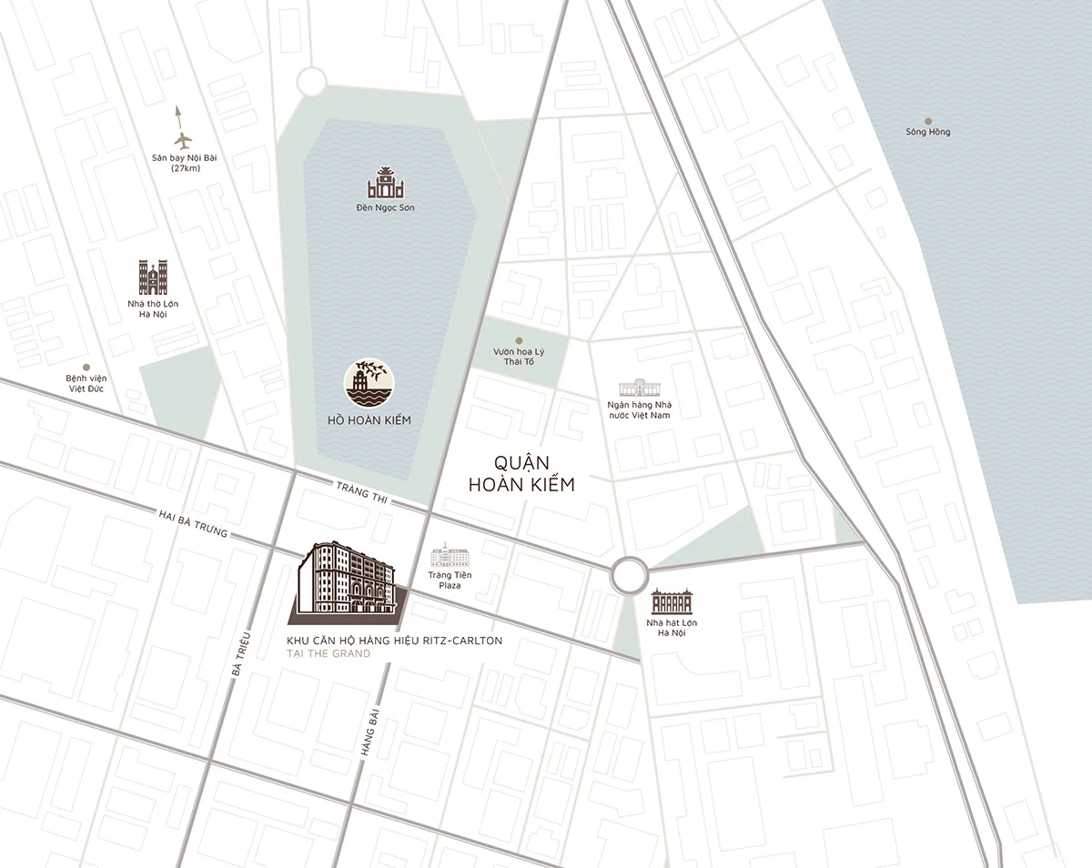 Bản đồ vị trí The Grand Hanoi – 22 Hàng Bài, Hoàn Kiếm