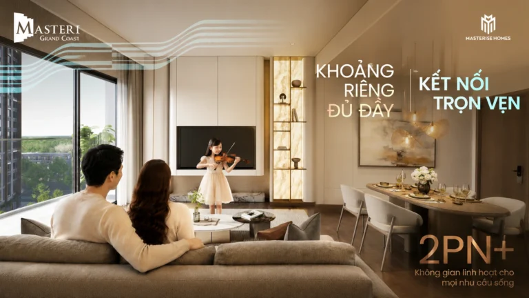 Căn hộ 2PN+ Masteri Grand Coast | Không gian sống cân bằng cho gia đình hiện đại