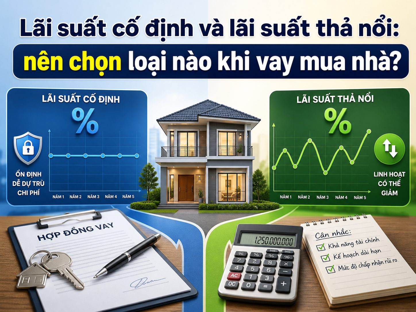 Lãi suất cố định và lãi suất thả nổi: nên chọn loại nào khi vay mua nhà?