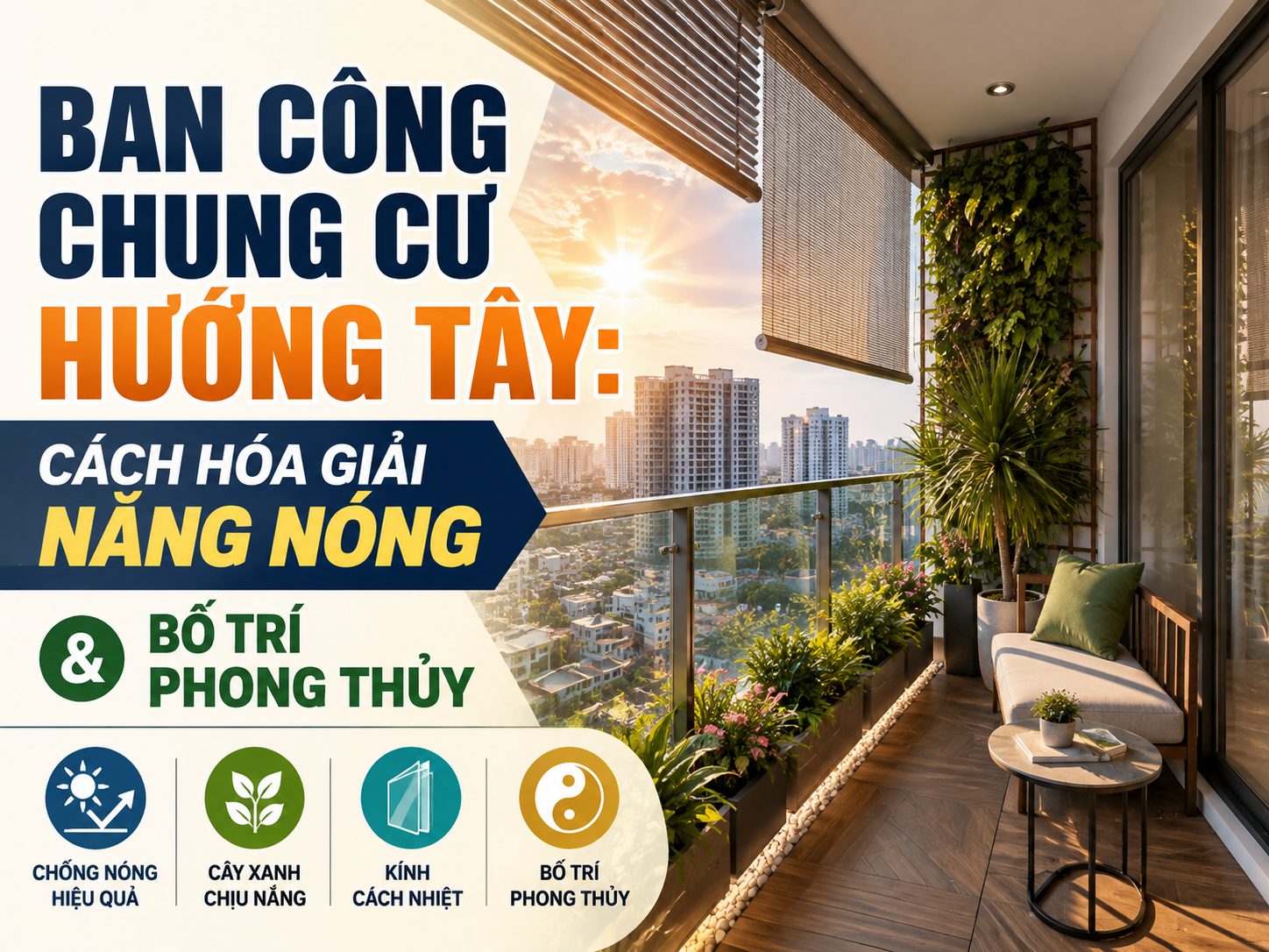 Ban công chung cư hướng Tây: cách hóa giải nắng nóng và bố trí phong thủy