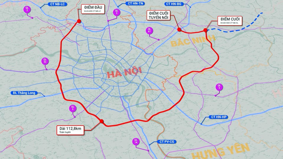 Vành đai 4 Hà Nội đạt 85% giá trị xây lắp đường song hành