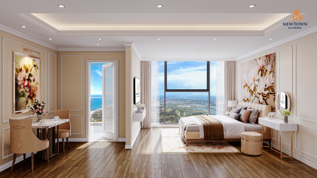Thiết kế căn hộ Sky Villa với mảng kính lớn và ban công rộng